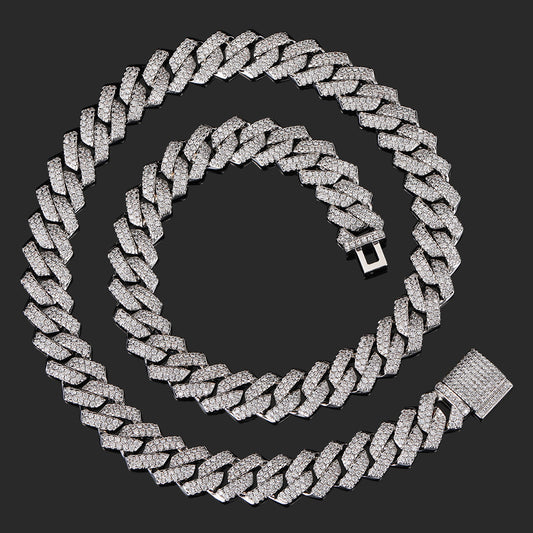 Rhombus Zircon Cuban Chain Necklace
