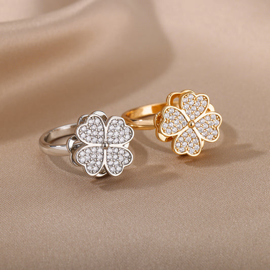 4 leaf clover zircon ring