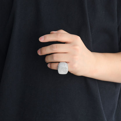 Iced out square zircon ring