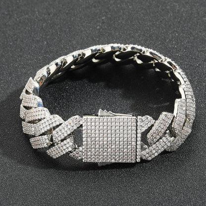 Thick zircon cuban link bracelet