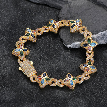Iced out Clover Zircon Bracelet Necklace