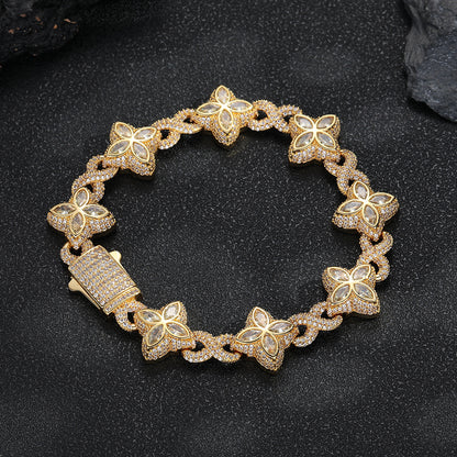 Iced out Clover Zircon Bracelet Necklace