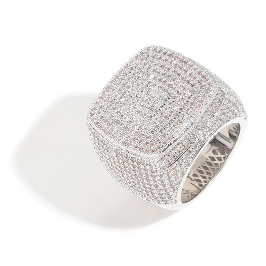 Iced out square zircon ring