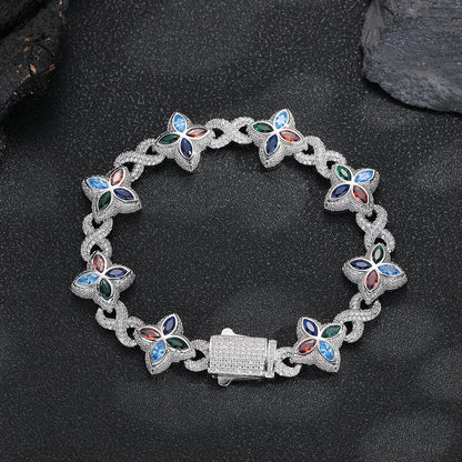 Iced out Clover Zircon Bracelet Necklace