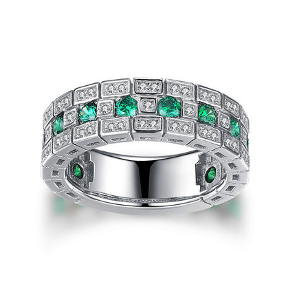 green and silver Zircon Ring
