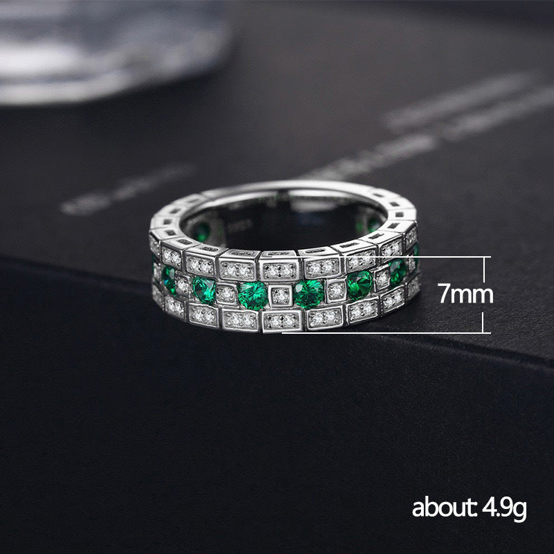 green and silver Zircon Ring