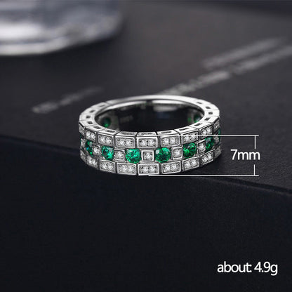 green and silver Zircon Ring