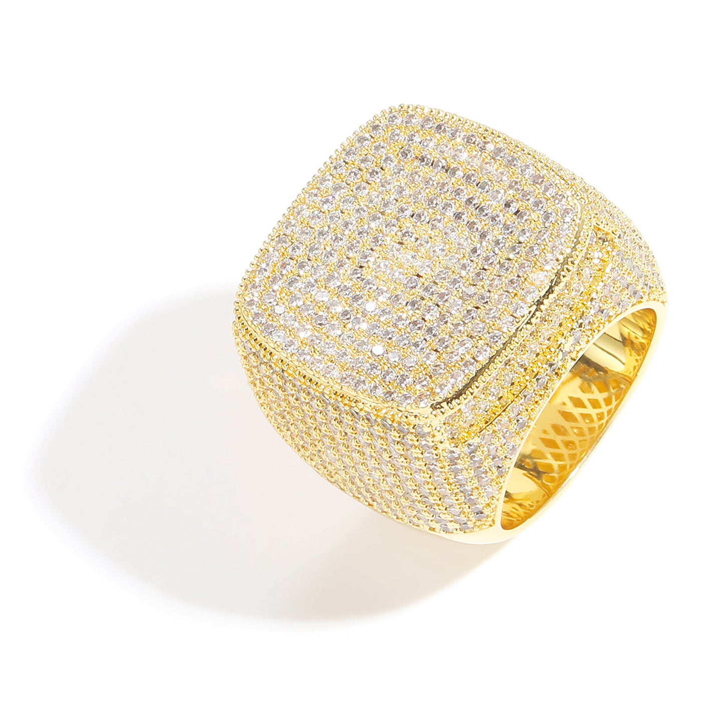 Iced out square zircon ring