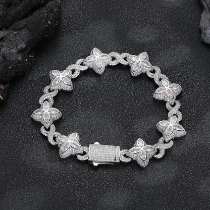 Iced out Clover Zircon Bracelet Necklace