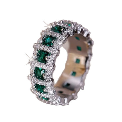 Luxury green and silver Zircon Ring