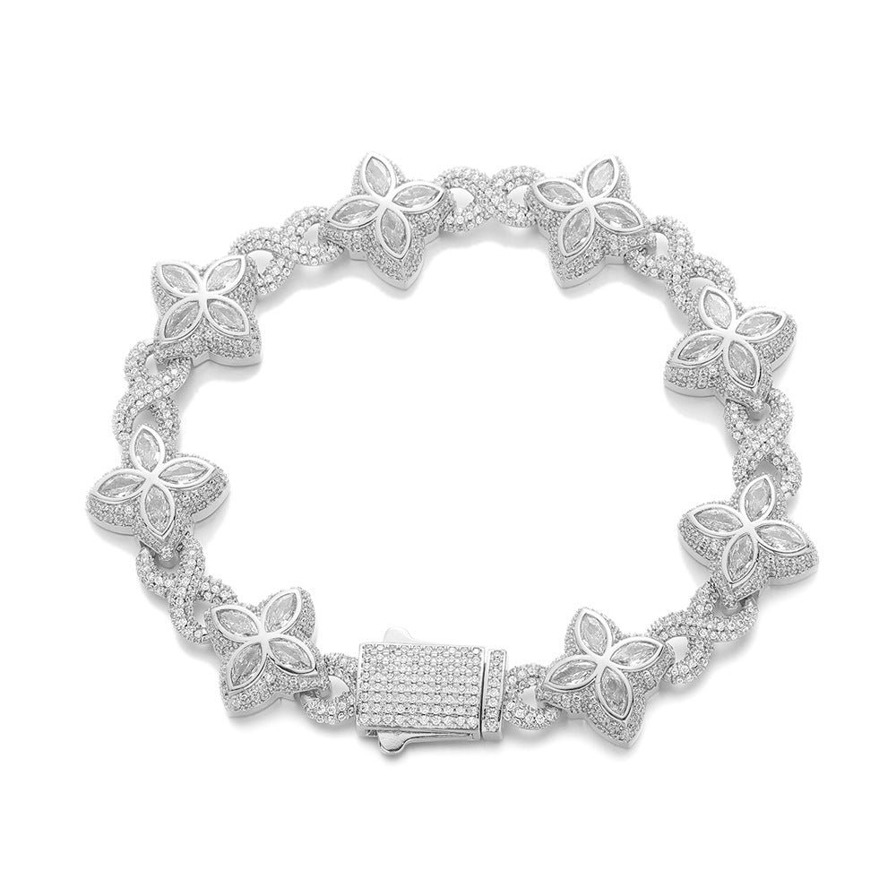 Iced out Clover Zircon Bracelet Necklace