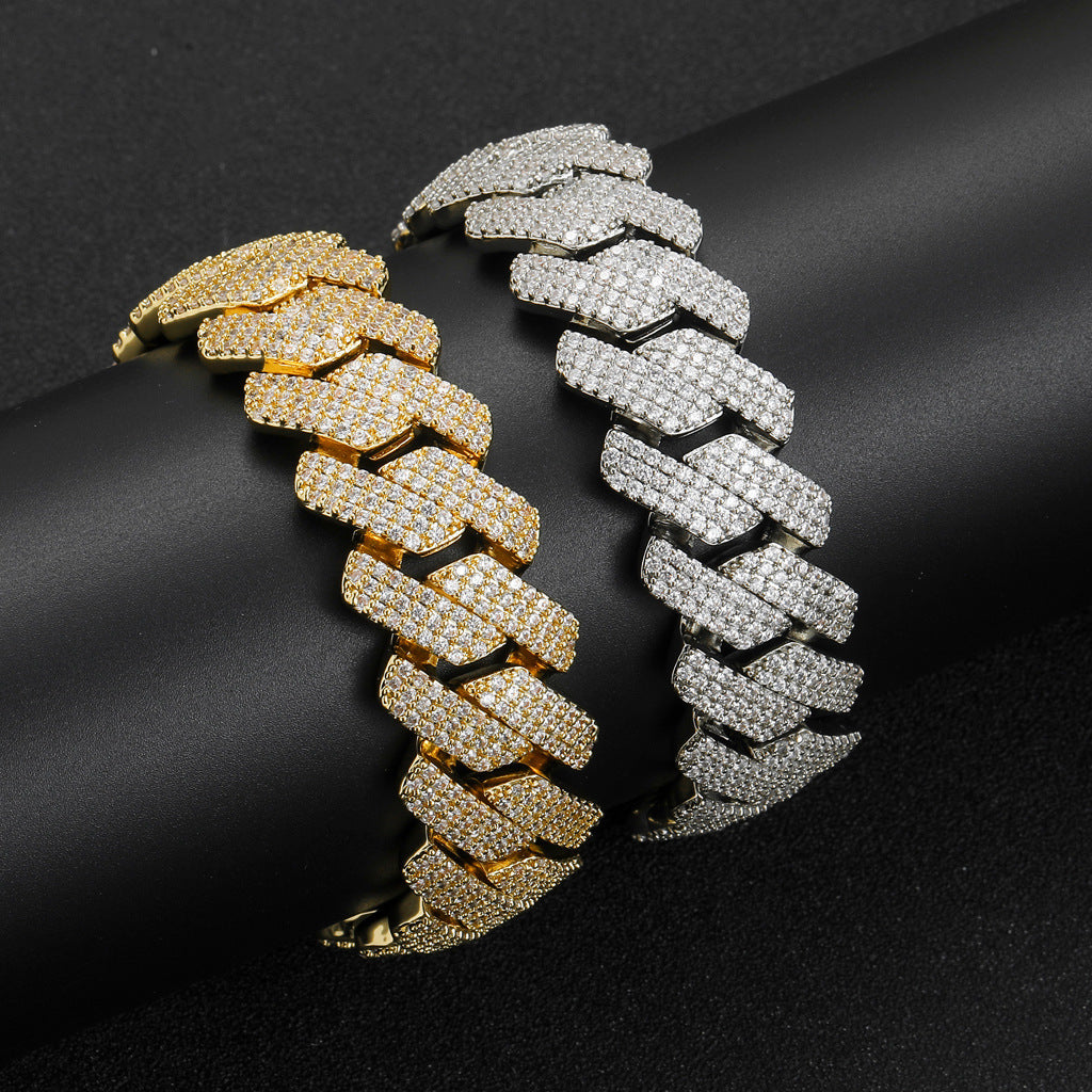 Thick zircon cuban link bracelet