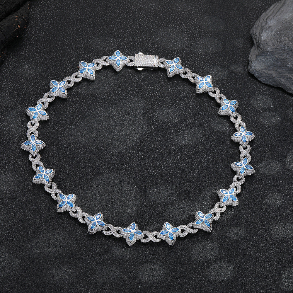Iced out Clover Zircon Bracelet Necklace