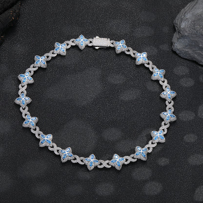 Iced out Clover Zircon Bracelet Necklace