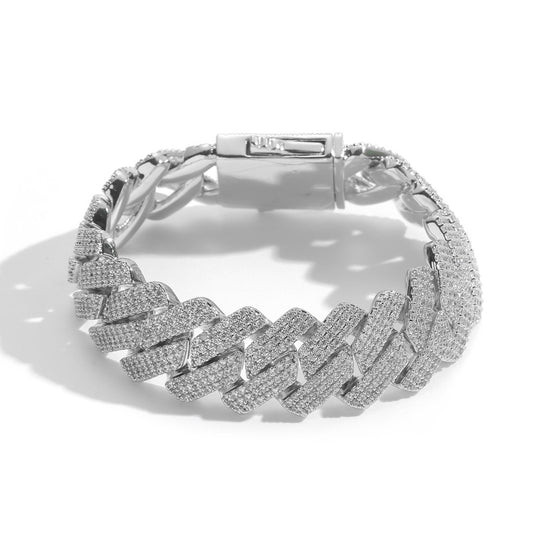 Thick zircon cuban link bracelet