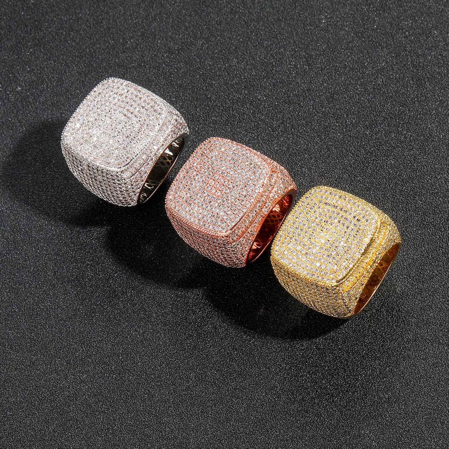 Iced out square zircon ring