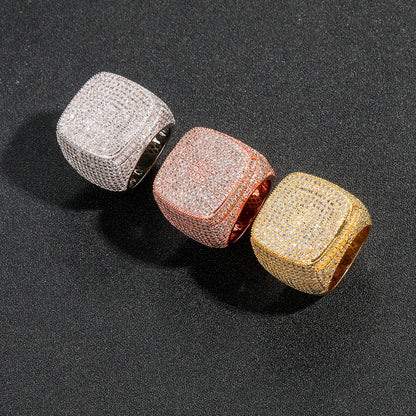 Iced out square zircon ring
