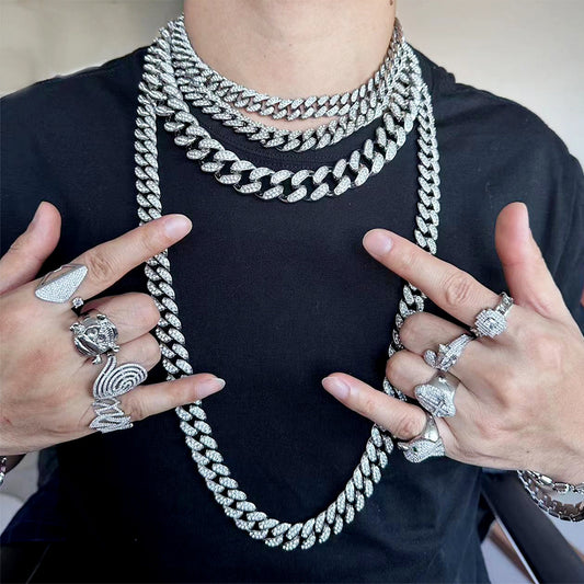 12mm silver Cuban Chain