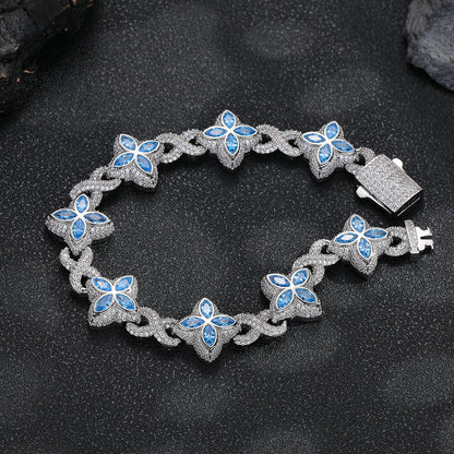 Iced out Clover Zircon Bracelet Necklace