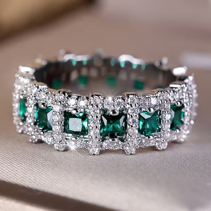 Luxury green and silver Zircon Ring
