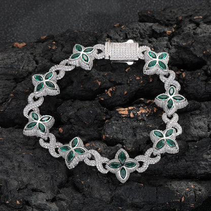 Iced out Clover Zircon Bracelet Necklace