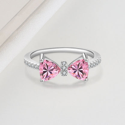 Silver Zircon Bow Ring