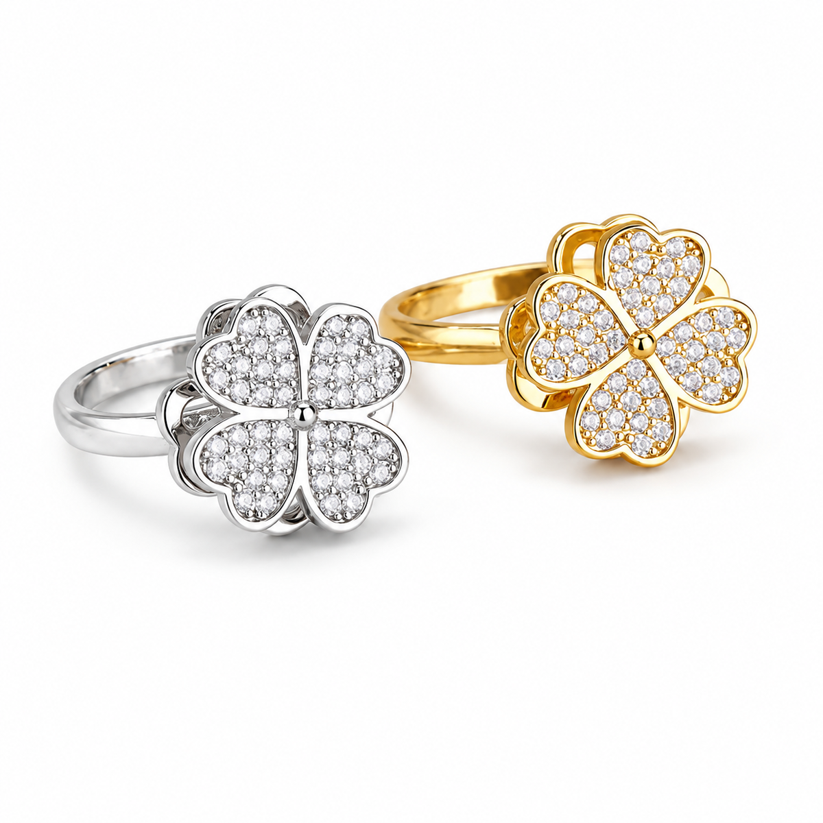4 leaf clover zircon ring