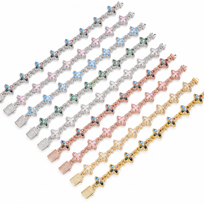 Iced out Clover Zircon Bracelet Necklace
